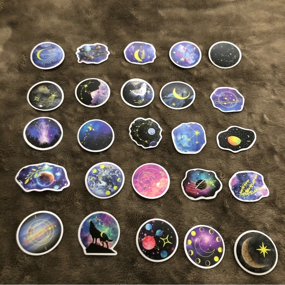 NWT 25 Space Theme No Repeat Stickers